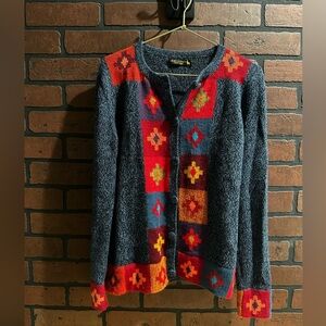 Baby Alpaca Colorful Geometric Knit Cardigan